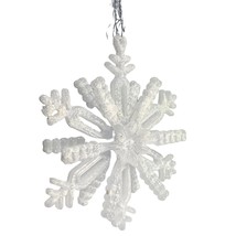 Snowflake Christmas Plastic Ornament Snow Dust White Elephant Gift 4&quot; x 3.5&quot; - £7.11 GBP