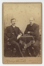 Antique c1880s RARE Cabinet Card Two Priests Mustaches Sitting At Table Leeds UK - £36.92 GBP