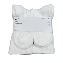 Nike Everyday Cushion Crew Socks White 6 Pack Women&#39;s 6-10 / Youth 5Y-7Y NEW - £21.31 GBP