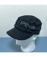 Ping Army Style Hat Strapback Adjustable Cap Black Embroidered Text Golf - £14.85 GBP