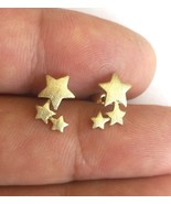 14 K yellow gold shooting star earrings designer finished 12mm high push... - €104,21 EUR