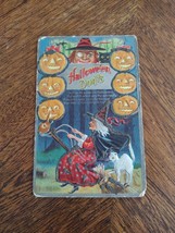 OLD Postcard Halloween &quot;Dont&#39;s&quot; Pumpkins Witch White Cat ca.1910 Embossed - £51.10 GBP