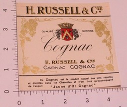 Vintage H Russell &amp; CIE Carnac Cognac Liquor label 1950s  - £3.94 GBP