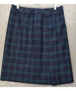 Brooks Brothers Plaid Skirt Sz 8 Wool Blue/Green Pleated Accent - £18.89 GBP