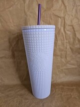 Starbucks 2021 Matte Lilac Lavender Purple Grid Studded 24 oz Tumbler (G) - $21.51