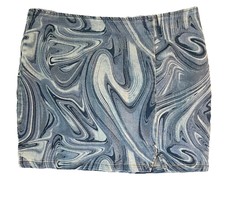 Wild Fable Denim Swirl Mini Skirt Women&#39;s Notch Front Seamed Size 12 - $11.40