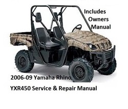 2006 - 2009 Yamaha Rhino YXR450 Service/Repair Manual &amp; Owners Manual On... - $12.95