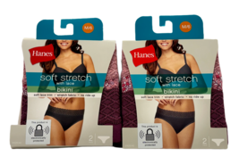 Hanes Soft Stretch Bikinis Lace Women 6 M  (2) 2 Packs Pink Purple Cotto... - $15.84