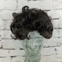 Dynel Wig Dark Brown Brunette Gray Short Cut Wavy Curly Hair #4 - £15.89 GBP