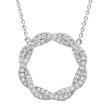 Authentic Crislu Twisted Micro Pave CZ Circle Necklace in Silver Platinum - $100.98