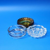 Vintage Small Ashtray Lot Honey Gold Amber, Clear Glass, Cut Glass - Cir... - £10.43 GBP