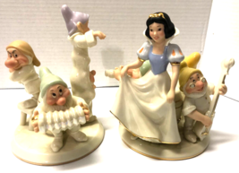 Lenox Set of 2 DISNEY SNOW WHITE & 7 Dwarves Porcelain Candle Stick Holders - $445.50