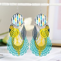 Trendy Exaggerated Water Drop Earrings Longer Yellow Statement Earrings pendient - £17.37 GBP