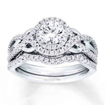 Alouette Round 1.75 ct Diamond Halo Infinity Engagement Wedding Bridal Ring, 7 8 - £111.44 GBP