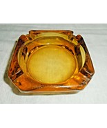 Ashtray Squared Off Corners Dark Honey Glass Amber Color Vintage Retro 6... - £10.17 GBP