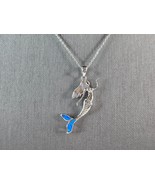 Womens Sterling Silver Blue Opal Mermaid Pendant Necklace 6.0g E3642 - €42,79 EUR