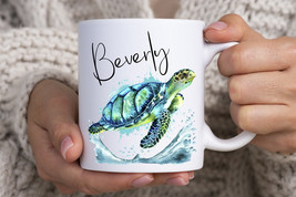 Turtle Coffee Mug, Personalized Sea Turtle Mug, Turtle Gifts, Animal Mug... - £13.36 GBP