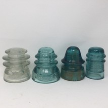 Vtg Glass Insulators Set of 4 Whitall Tatum Hemingray Blue Green Clear - $91.92