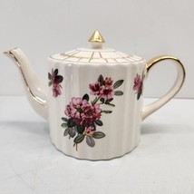 Vtg PRICE BROS Made In England Floral  Ceramic Teapot Gold Trim and Accents 2676 - £22.49 GBP