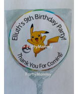 Pokemon Pikachu Stickers Thank You Favors Labels Tags Birthday 2.5&quot; (12)... - £8.67 GBP