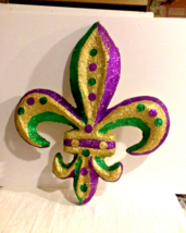 20&quot; Purple/Green/Gold Glittered Styrofoam FDL Ornament - £15.17 GBP