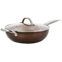 Copper Pan Cooking Excellence 3.5 Quart Aluminum Nonstick Saute Pan in Copper - £43.88 GBP