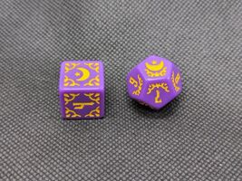 (2) Ebon Tides Purple Yellow RPG Dice D6 D12 - $12.61 CAD