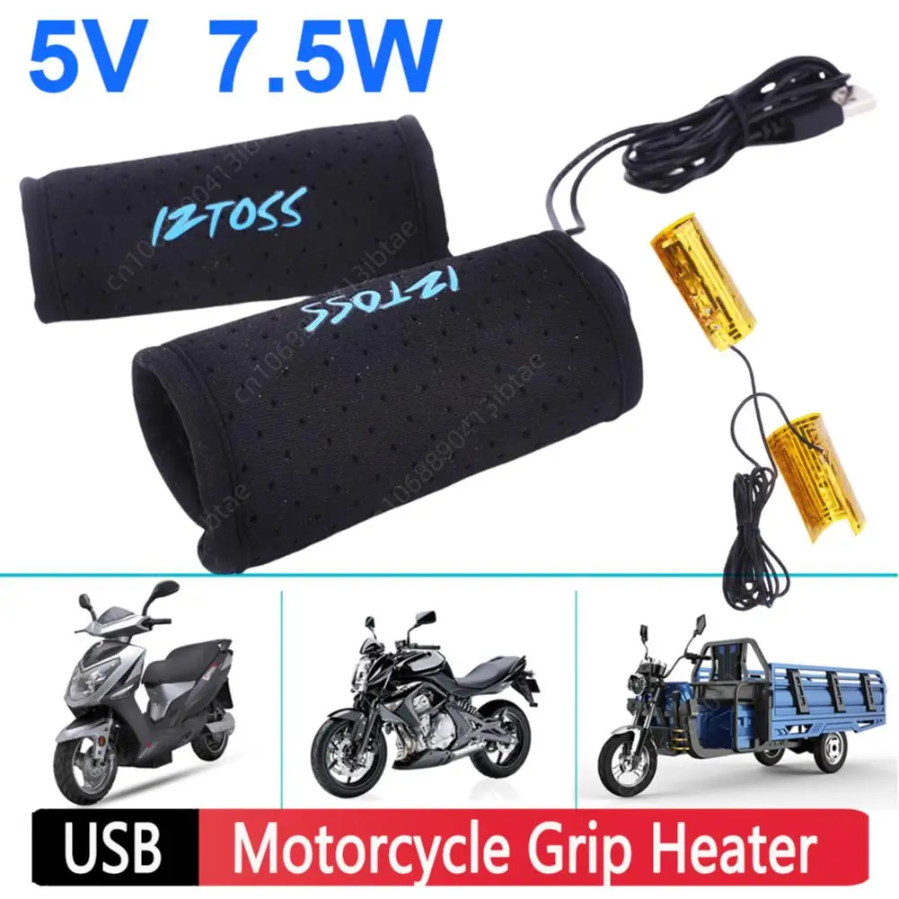 Motorcycle Hand Heated Grips 5V USB 55-65℃ Warmer Electric Heated Grip Cover - £7.22 GBP+