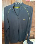 Hugo Boss Mens Zip Up Lightweight Jacket Jog Top XL Navy Blue Yellow Piping - €12,71 EUR