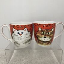 PAIR OF Rose Of England Bone China Top Cat Coffee Mug 10oz - $59.39