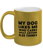 Dog Lover Mugs My Dog Likes Me Gold-M-Mug  - £15.24 GBP