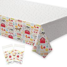 HOME &amp; HOOPLA Barnyard Birthday Plastic Table Cover Party Decorations, 2... - $19.79
