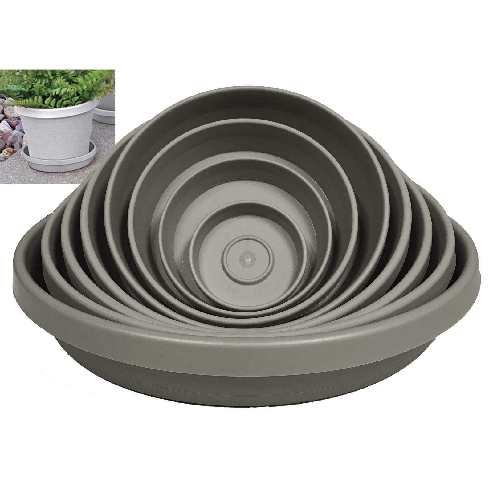 Bloem 6 in. Resin Planter Tray - Peppercorn - $25.46
