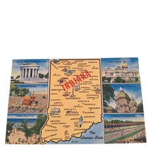 Postcard Indiana The Hoosier State Multiview Farming State Capitol Chrome - £5.44 GBP
