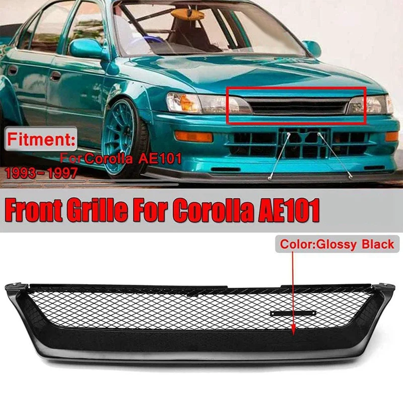 Car Front Bumper  Grill Grille Gloss Black Racing  for  Corolla AE101 1993 1994  - £145.40 GBP