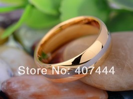 JEWELRY 8MM Golden Dome Engraved line Bridal Men&#39;s Tungsten Carbide Wedding Ring - £29.27 GBP