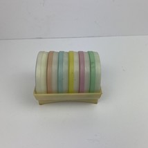 Vtg Tupperware Coasters 6 Pastel Replacement Pieces  W/Stand Complete Set - £21.27 GBP