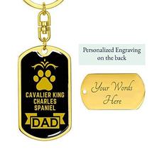 Dog Dad Gift Cavalier King Charles Spaniel Keychain Engraved 18k Gold - £36.36 GBP