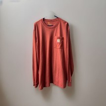 Carhartt Large Tall Mens Long Sleeve Orange Original Fit T shirt Work - $14.73