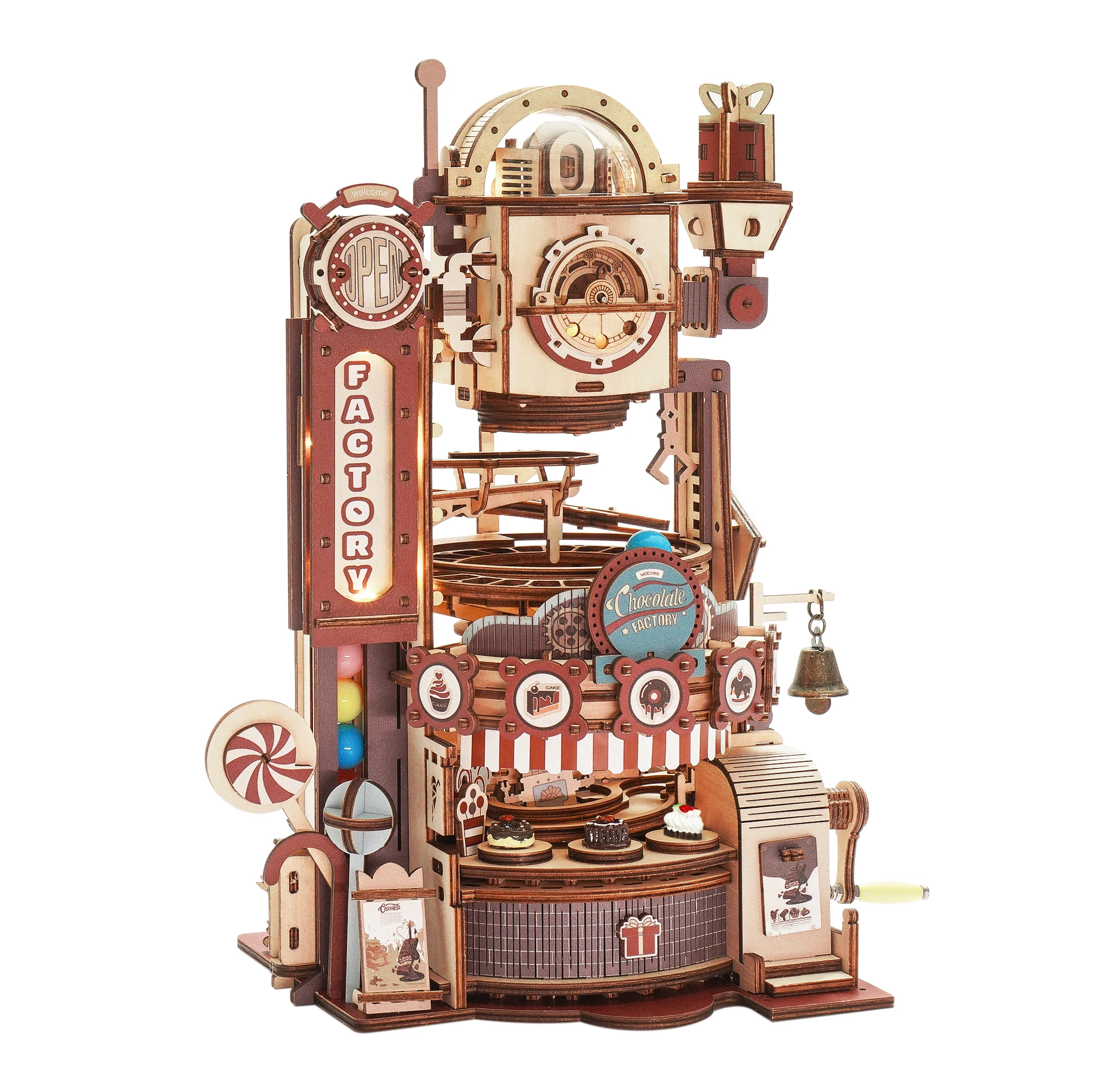 Robotime ROKR 420pcs DIY Chocolate Factory 3D Wooden Puzzle Assembly Marble Run - £85.57 GBP