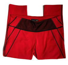 Nina B Roze Capri Legging Diamond Stitch Red Yoga Pilates Pants Size Small - £11.72 GBP