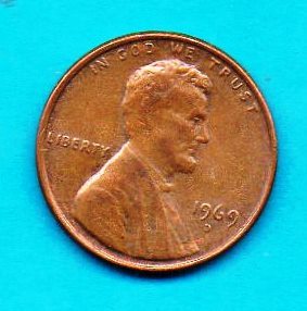 1969 D Lincoln Penny (circulated) Strong features - $0.01