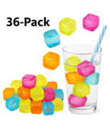 36-Pack Reusable Ice Cubes – 1&quot; Square BPA-Free Multicolor Chilling Cubes - $11.87