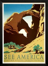 See America Arches National Park Retro poster Custom Framed A+ Quality - £36.81 GBP