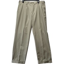 Izod Men Pants Size 36 Tan Khaki Classic Chino Preppy Pleated Straight C... - $13.50