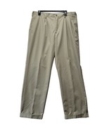 Izod Men Pants Size 36 Tan Khaki Classic Chino Preppy Pleated Straight C... - £10.58 GBP