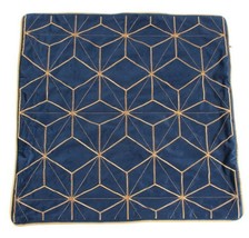 Blue Velvet with Heavy Gold Embroidery Pillow Cover 18 Inch Square NEW - £10.44 GBP