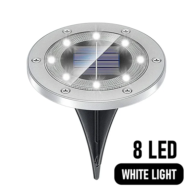 8 Pack 8 LED Solar lawn Lights Ground Outdoor 304 Stainless steel 800Mah IP67 Wa - £150.21 GBP