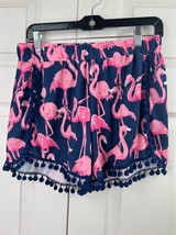 Simply Southern Sz Youth Large (Fits Adult Med) Flamingo Lined Pink Blue Shorts - £13.14 GBP