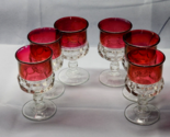 Vintage Tiffin KINGS CROWN 5⅝” Water Wine Goblet RUBY FLASH Thumbprint S... - $38.79